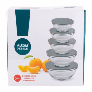 Szklane pojemniki na żywność Altom Design szare 5 szt.